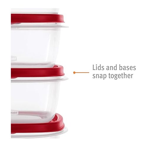  Rubbermaid Easy Find Vented Lid Food Storage Containers, 7-Cup, Red