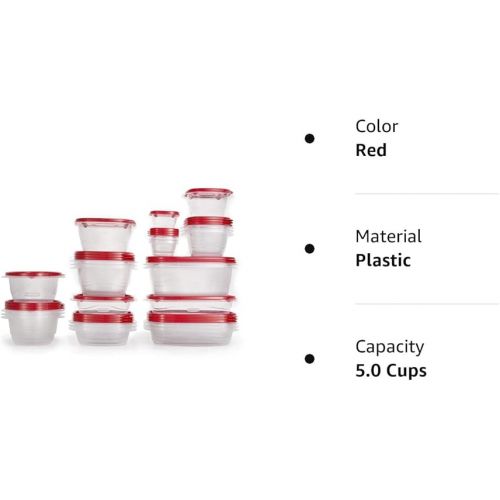  Rubbermaid TakeAlongs Food Storage Containers, Set of 26, Red