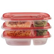 Rubbermaid TakeAlongs Divided Rectangular Food Storage Containers, 3.7 Cup, Tint Chili, 3 Count 1789975