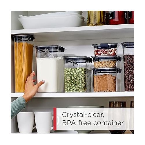  Rubbermaid Brilliance 14-Piece Food Storage Container Set with Scoops, Airtight, BPA-Free, for Kitchen and Pantry Organization