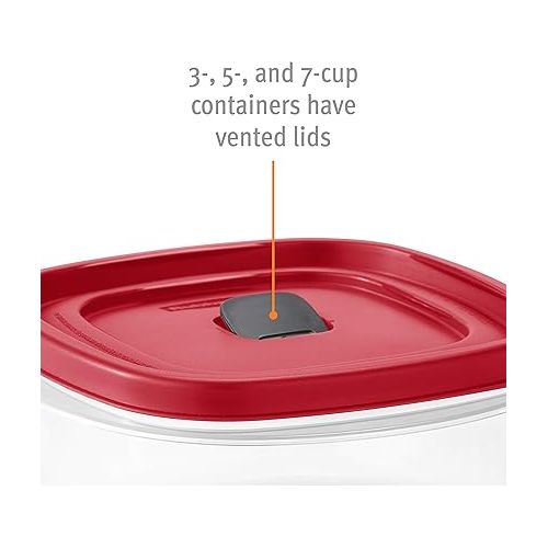  Rubbermaid 60-Piece Food Storage Containers with Lids, Microwave and Dishwasher Safe, Red Color, Ideal for Meal Prep and Pantry Storage