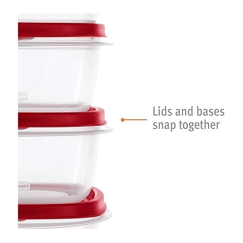  Rubbermaid 60-Piece Food Storage Containers with Lids, Microwave and Dishwasher Safe, Red Color, Ideal for Meal Prep and Pantry Storage