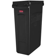 [아마존 핫딜]  [아마존핫딜]Rubbermaid Commercial Products Slim Jim Plastic Rectangular Trash/Garbage Can with Venting Channels, 23 Gallon, Black (FG354060BLA)