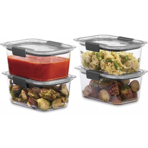  [아마존 핫딜] [아마존핫딜]Rubbermaid Brilliance Food Storage Container, BPA-Free Plastic, Medium Deep, 4.7 Cup, 4-Pack, Clear