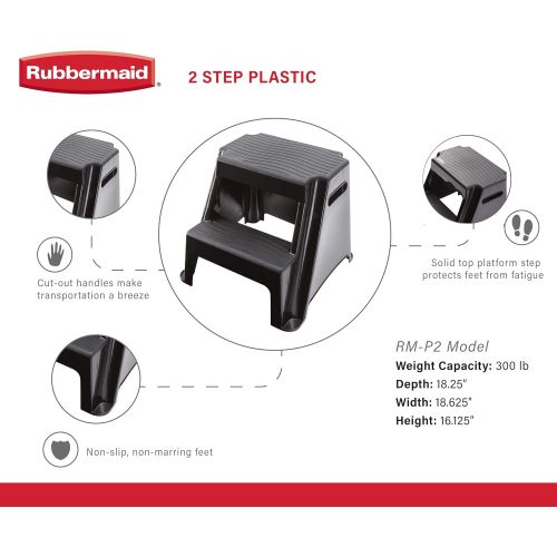  [아마존베스트]Rubbermaid RM-P2 2-Step Molded Plastic Stool with Non-Slip Step Treads 300-Pound Capacity