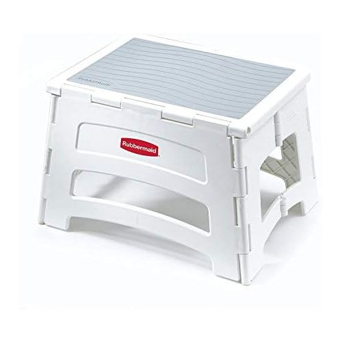  Rubbermaid RM-PL1W Folding 1-Step Plastic Stool, 300-pound Capacity, White