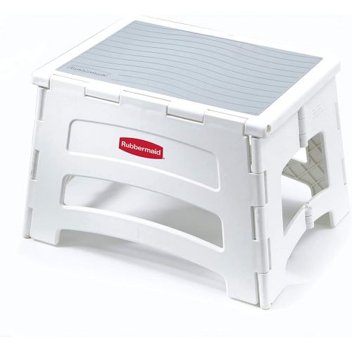  Rubbermaid RM-PL1W Folding 1-Step Plastic Stool, 300-pound Capacity, White