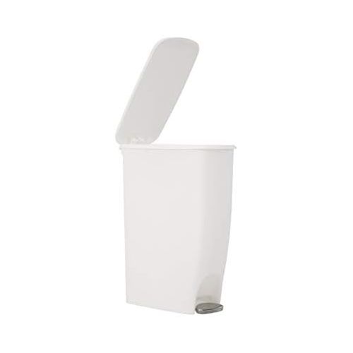  Rubbermaid Step On Lid Slim Trash Can for Home, Kitchen, and Bathroom Garbage, 11.25 Gallon, White