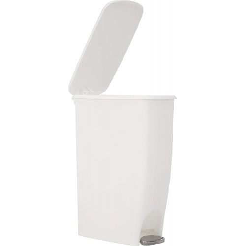  Rubbermaid Step On Lid Slim Trash Can for Home, Kitchen, and Bathroom Garbage, 11.25 Gallon, White
