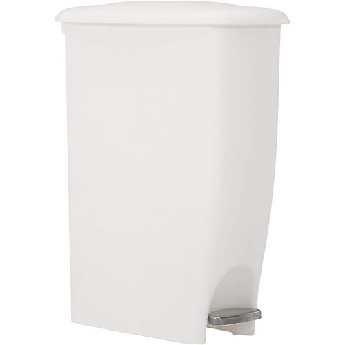  Rubbermaid Step On Lid Slim Trash Can for Home, Kitchen, and Bathroom Garbage, 11.25 Gallon, White