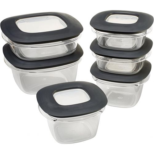  Rubbermaid Premier Food Storage Containers, 12-Piece Set, Gray,