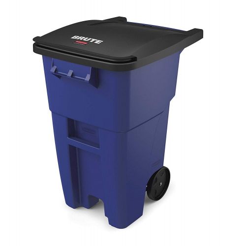  Rubbermaid Commercial Products Rubbermaid Commercial Brute Recycling Rollout Container, Square, 50gal, Blue