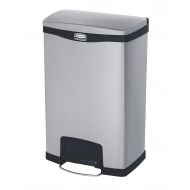 Rubbermaid Commercial Products 1901994 Rubbermaid Commercial Slim Jim Stainless Steel Front Step-On Wastebasket with Trash/Recycling Combo Liner, 13 gal, Black Trim