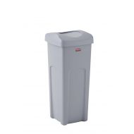 Rubbermaid Commercial Products Untouchable Square Trash/Garbage Container with Lid, Gray (2001584)