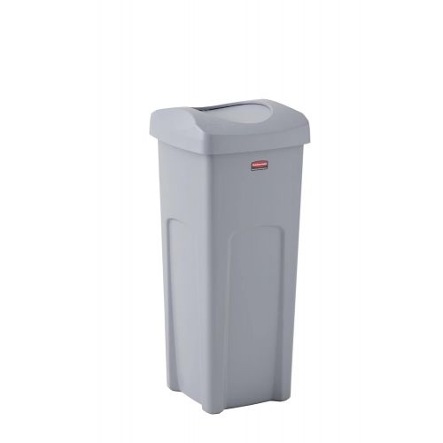  Rubbermaid Commercial Products Untouchable Square Trash/Garbage Container with Lid, Gray (2001584)