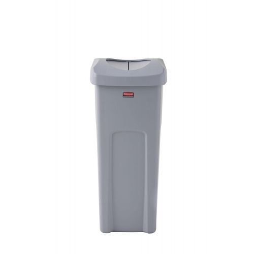  Rubbermaid Commercial Products Untouchable Square Trash/Garbage Container with Lid, Gray (2001584)