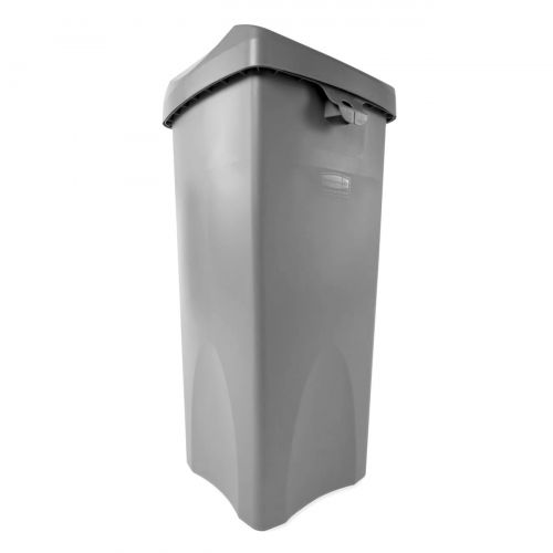  Rubbermaid Commercial Products Untouchable Square Trash/Garbage Container with Lid, Gray (2001584)