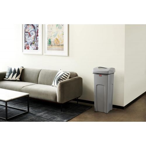  Rubbermaid Commercial Products Untouchable Square Trash/Garbage Container with Lid, Gray (2001584)