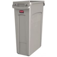 Rubbermaid Commercial Products Slim Jim Plastic Rectangular Trash/Garbage Can with Venting Channels, 23 Gallon, Beige (FG354060BEIG)