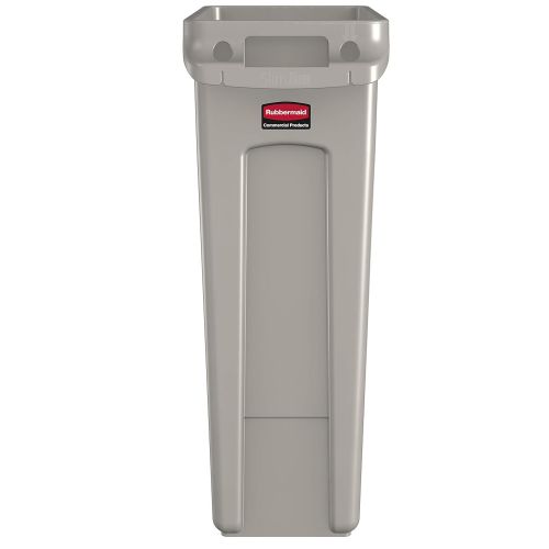  Rubbermaid Commercial Products Slim Jim Plastic Rectangular Trash/Garbage Can with Venting Channels, 23 Gallon, Beige (FG354060BEIG)