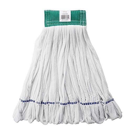  Rubbermaid Commercial Products FGT25500WH00 Rough Floor Wet Mop, Large, 5 Green Headband, White (Pack of 12)