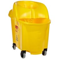 Rubbermaid Commercial Products Rubbermaid Commercial WaveBrake Mop Bucket and Sieve Wringer Combo, Institutional, 35-Quart, Yellow, FG757900YEL