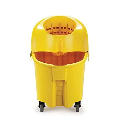  Rubbermaid Commercial Products Rubbermaid Commercial WaveBrake Mop Bucket and Sieve Wringer Combo, Institutional, 35-Quart, Yellow, FG757900YEL