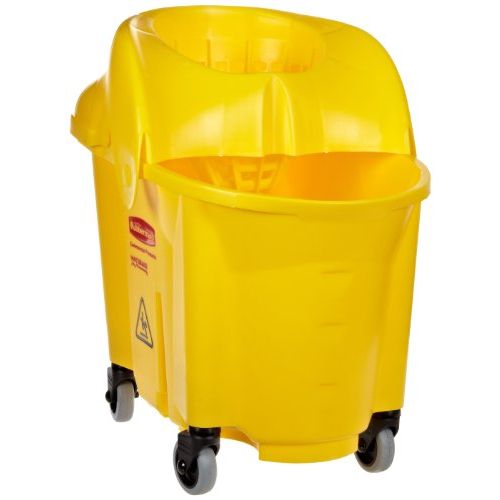  Rubbermaid Commercial Products Rubbermaid Commercial WaveBrake Mop Bucket and Sieve Wringer Combo, Institutional, 35-Quart, Yellow, FG757900YEL