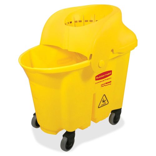 Rubbermaid Commercial Products Rubbermaid Commercial WaveBrake Mop Bucket and Sieve Wringer Combo, Institutional, 35-Quart, Yellow, FG757900YEL