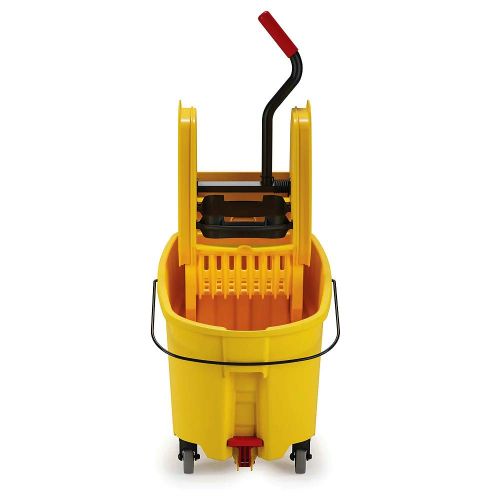  Rubbermaid Commercial Products Rubbermaid Commercial WaveBrake Mop Bucket and Down Press Wringer Combo, 44-Quart, Yellow, FG757688YEL