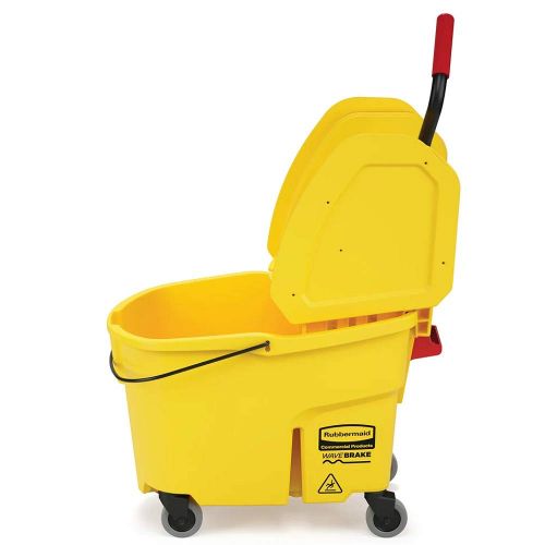  Rubbermaid Commercial Products Rubbermaid Commercial WaveBrake Mop Bucket and Down Press Wringer Combo, 44-Quart, Yellow, FG757688YEL