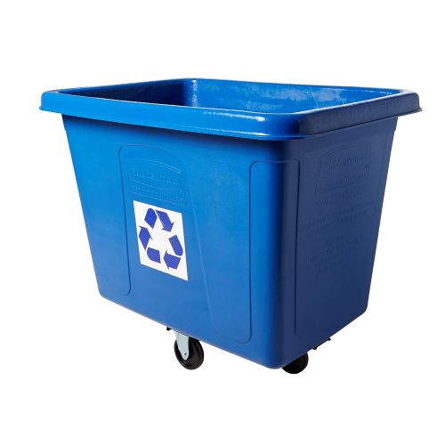  Rubbermaid Commercial Products Rubbermaid Commercial Recycling Cube Truck, Rectangular, Polyethylene, 500-Pound Capacity, Blue (461673BE)