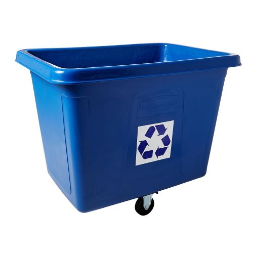  Rubbermaid Commercial Products Rubbermaid Commercial Recycling Cube Truck, Rectangular, Polyethylene, 500-Pound Capacity, Blue (461673BE)