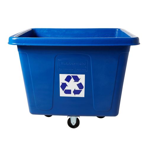  Rubbermaid Commercial Products Rubbermaid Commercial Recycling Cube Truck, Rectangular, Polyethylene, 500-Pound Capacity, Blue (461673BE)