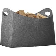 Rubberneck Kaminholztasche XL aus Filz fuer Holz, Zeitungen, Kaminholz - Filztasche Masse 54 x 30 x 39 cm (Grau)