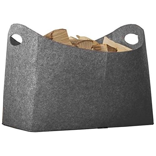  Rubberneck Kaminholztasche XL aus Filz fuer Holz, Zeitungen, Kaminholz - Filztasche Masse 54 x 30 x 39 cm (Grau)