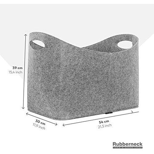  Rubberneck Kaminholztasche XL aus Filz fuer Holz, Zeitungen, Kaminholz - Filztasche Masse 54 x 30 x 39 cm (Grau)