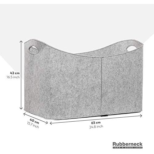  Rubberneck Kaminholztasche Gross XXL - Filz Aufbewahrungtasche fuer Kaminholz, Zeitungen - Masse 63 x 40 x 42 cm (Grau)