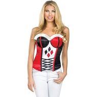 Rubie's Secret Wishes DC Comics Justice League Superhero Style Adult Corset Top with Logo Harley Quinn, Red, Medium