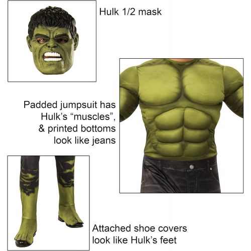  할로윈 용품Rubies Mens Marvel: Avengers 4 Mens Deluxe Hulk (2) Costume and Mask Adult Costume