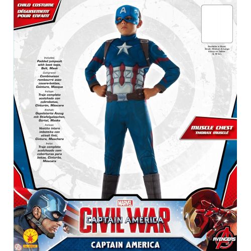  할로윈 용품Rubie's Marvels Captain America: Civil War - Deluxe Muscle Chest Captain America Costume for Kids