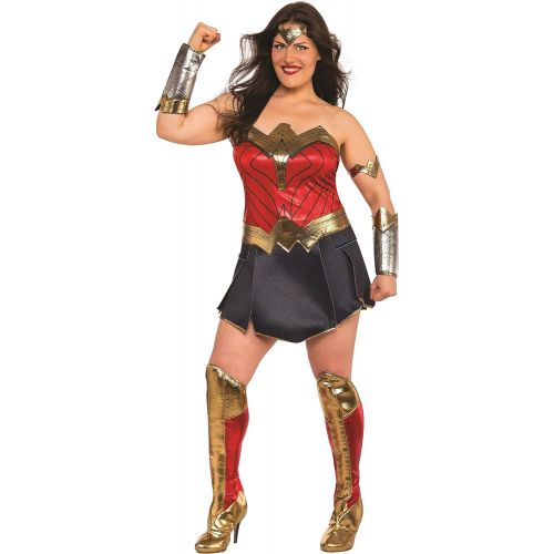  할로윈 용품Rubies womens Wonder Woman Adult Deluxe Plus Size Costume Party Supplies, As Shown, Plus