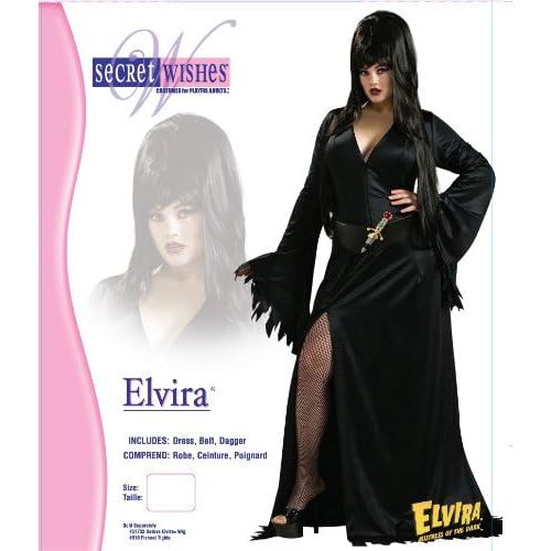  할로윈 용품Rubie's Secret Wishes Elvira Mistress of the Dark Full Figure Costume, Black