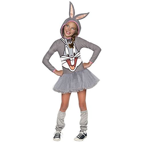  할로윈 용품Rubie's Looney Tunes Bugs Bunny Girls Hooded Costume, Childs Medium