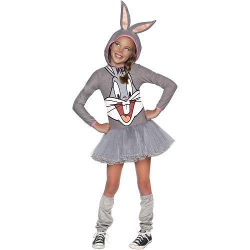  할로윈 용품Rubie's Looney Tunes Bugs Bunny Girls Hooded Costume, Childs Medium