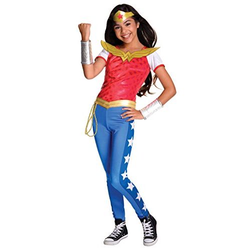  할로윈 용품Rubies Costume Kids DC Superhero Girls Deluxe Wonder Woman Costume Red/Blue, Small