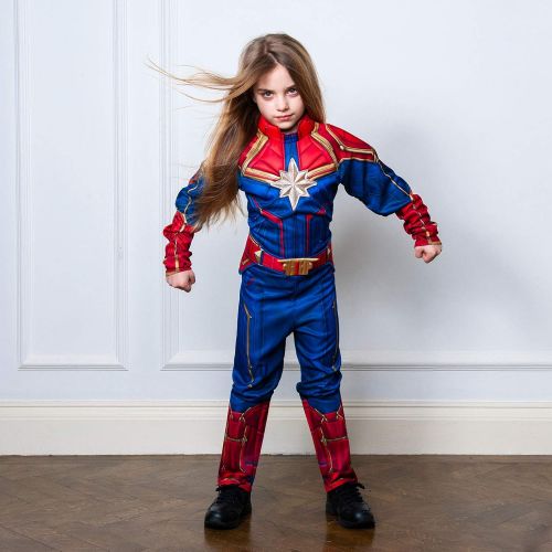  할로윈 용품Rubie's Girls Captain Marvel Hero Suit Deluxe Superhero Costume