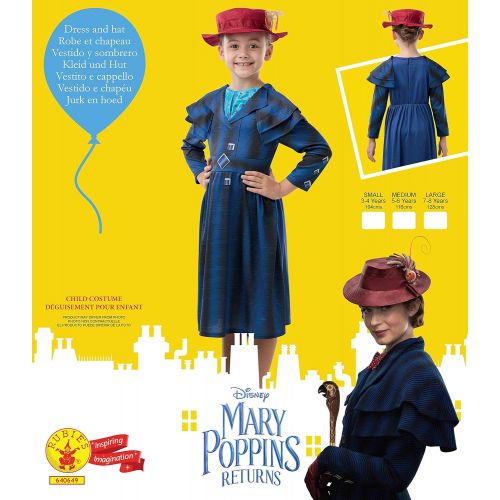  Rubies Official Disney Mary Poppins Returns Movie Costume, Childs Book Week Character Girls