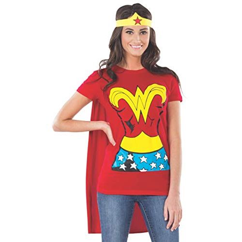  할로윈 용품Rubies Womens DC Comics Wonder Woman T-Shirt with Cape and Headband