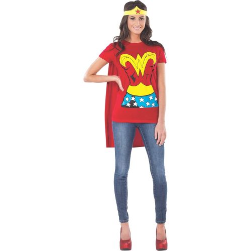  할로윈 용품Rubies Womens DC Comics Wonder Woman T-Shirt with Cape and Headband